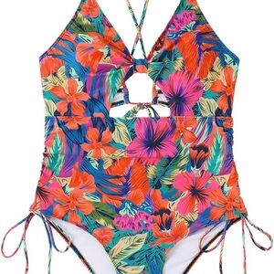 Tropical Floral Plus Size Swimsuit Size OXL